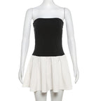 Ruched backless contrast sleeveless tube mini dress  | Festival Outfits Women