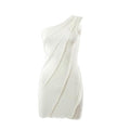 One shoulder solid ruffled mini dress