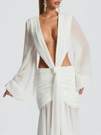Juliana Deep-V Cutout Maxi Dress
