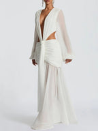 Juliana Deep-V Cutout Maxi Dress