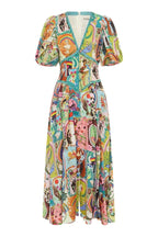 Paty Aesthetic V Neck Puff Sleeve Midi Dress Elevated Occasion Wear
