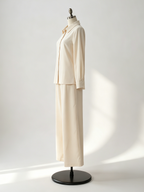 Linen Cotton 2 Piece Set For Women - Elegant Long Sleeves Belted Shirt And Wide Leg Pants - Summer Resort Style 2026