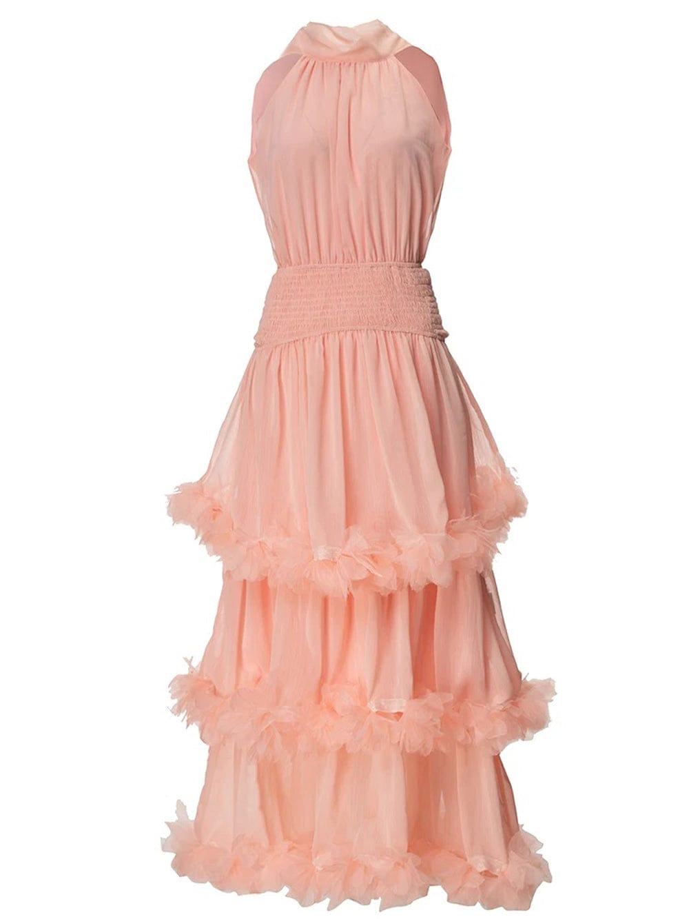 Katie Sleeveless Elastic Ruffle Maxi Dress