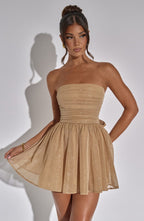 Esther - Back-Knot Strapless Sparkle Dress