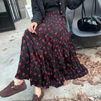 Kawaii Bohemian Floral Maxi Skirt Summer Retro Romantic