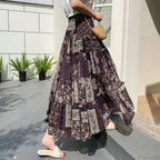 Kawaii Chiffon Splice Floral Tea Break Skirt