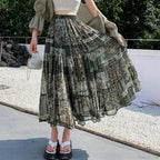 Kawaii Chiffon Splice Floral Tea Break Skirt