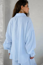 Khaki Cotton Linen Relaxed Long Sleeve Two Piece Set