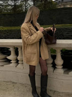 Khaki Long Sleeve Suit Coat