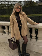 Khaki Long Sleeve Suit Coat