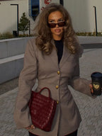 Khaki Plaid Suit Coat