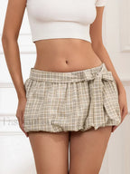 Khaki Puff A-Line Mini Skirt