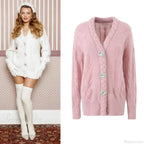 Knit Diamond Pink Cardigan