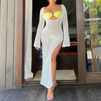 Knitted Cover Up Beach Bikini Set