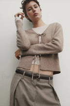 Knot Design Wool Blend Cardigan