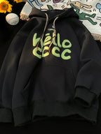 Korean Fashion Letter Printed Fleece Hoodie