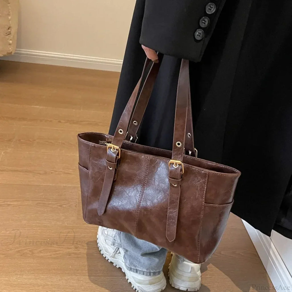 Korean Retro PU Leather Shoulder Bag