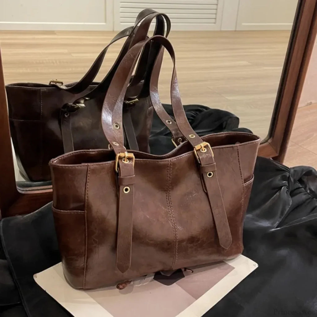 Korean Retro PU Leather Shoulder Bag