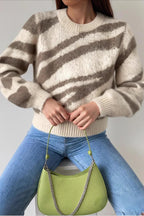 Korean Style Thickened Slouchy Crew Neck Loose Knit Sweater