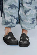 Distressed Denim Closed-toe Slip-on Flat
