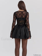 Lace Bandage Sheer Mini Dress