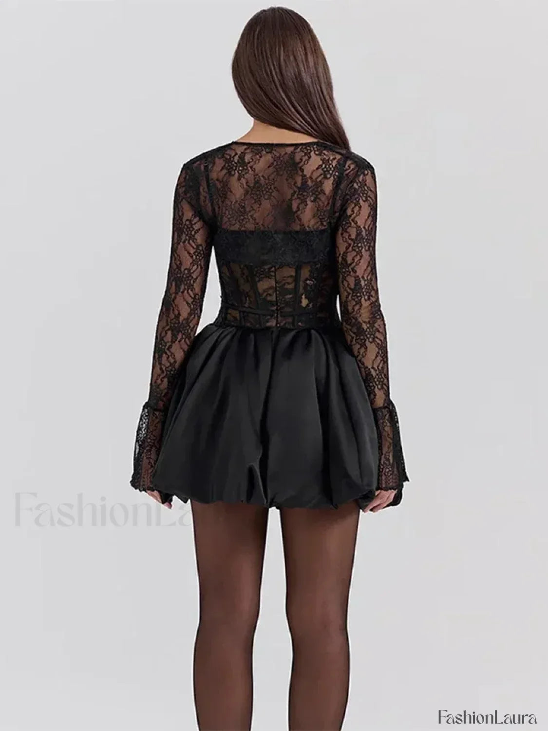 Lace Bandage Sheer Mini Dress