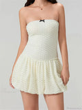 Lace Bow Off-Shoulder Mini Dress