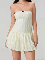 Lace Bow Off-Shoulder Mini Dress