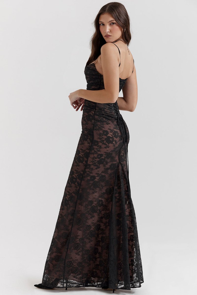 Autumn Elevated Lace Bodycon Long Dress for Women Premium Wardrobe Essential