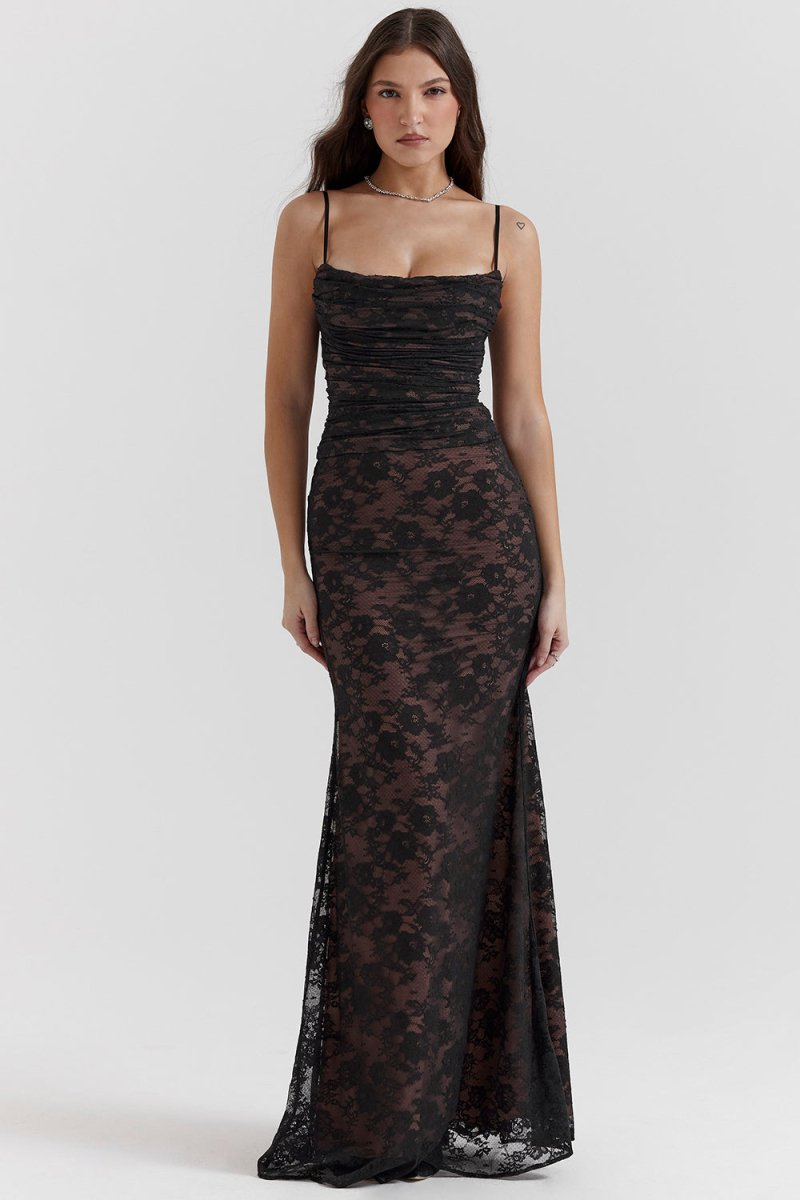 Autumn Elevated Lace Bodycon Long Dress for Women Premium Wardrobe Essential