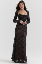 Meira - Shoulder - On Floral Lace Maxi Dress