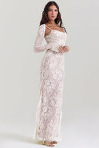 Meira - Shoulder - On Floral Lace Maxi Dress