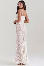 Meira - Shoulder - On Floral Lace Maxi Dress