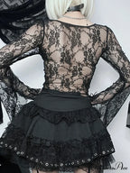 Lace Fairy Grunge V-neck See-Through Slim Fit Stylish Elegant Trendy Classic Crop Top