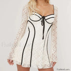White Lace Flared Sleeve Mini Dress