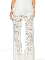 Lace Floral Loose Wide Leg See-Through Mesh Pant