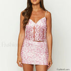 Lace Floral Mini-Set Crop Top