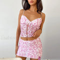 Lace Floral Mini-Set Crop Top