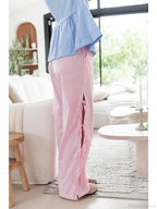 Lace Floral See-Through Elastic Waist Wide Leg Pant