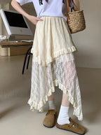 Lace Goth Asymmetrical Ruched Skirt