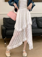 Lace Goth Asymmetrical Ruched Skirt
