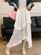 Lace Goth Asymmetrical Ruched Skirt