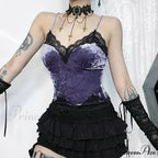 Lace Gothic Aesthetic Velvet Grunge Punk Bodycon V-neck Elegant Classic Crop Top