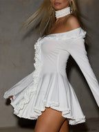 Lace Off-Shoulder Slim Mini Dress