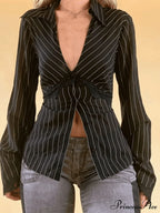 Lace Paneled Long Trendy Sleeve Blouse