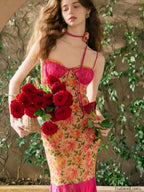 Multi Lace Patchwork Bodycon Floral Dress