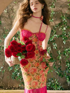 Multi Lace Patchwork Bodycon Floral Dress