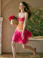 Lace Patchwork Bodycon Floral Dress