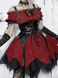 Lace Patchwork Puff Mini Dress