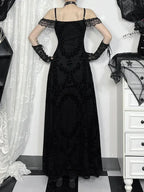 Lace Patchwork Spaghetti Strap Maxi Dress
